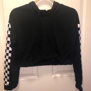 Checker Print Black Crop Top